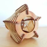 Wood and straw small table lamp 1960