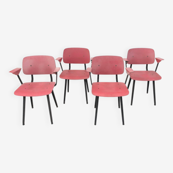 Lot de 4 chaises Friso Kramer Revolt première édition avec accoudoirs