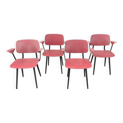 Lot de 4 chaises Friso Kramer Revolt première édition avec accoudoirs