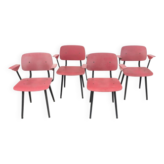 Lot de 4 chaises Friso Kramer Revolt première édition avec accoudoirs