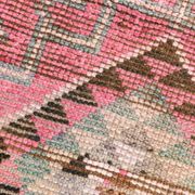 Tapis Couloir Rose à Médaillons, Tapis Turc Vintage, 86x364 Cm