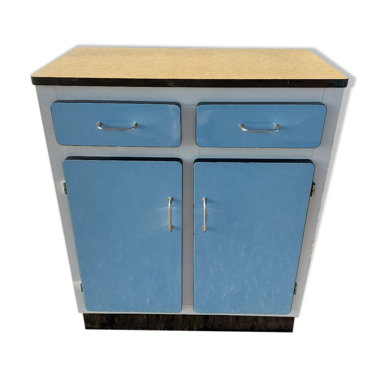 Blue formica: sideboard and folding table