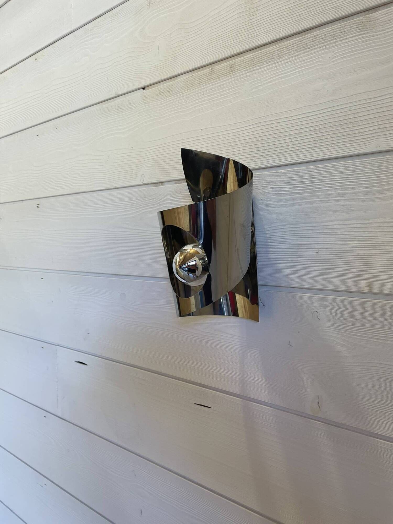 Applique murale vintage Space Age en métal chromé,  années 70