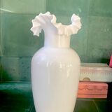 Opaline vase scalloped neck