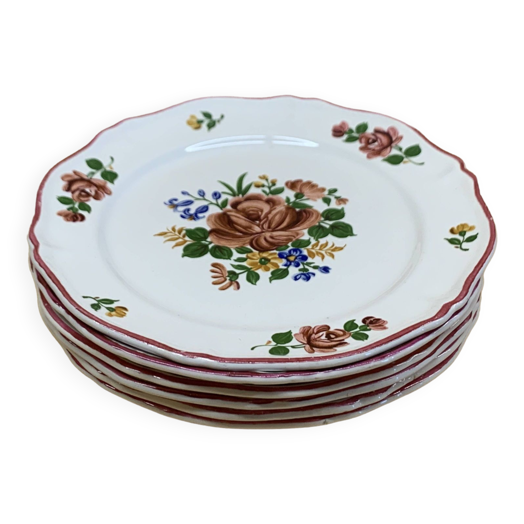 6 vintage Saint Amand dessert plates