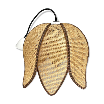 Vintage rattan flower pendant lamp
