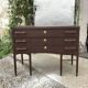 Vintage pine chest of drawers painted dark brown, 3 drawers from the 1950s mid-century style.