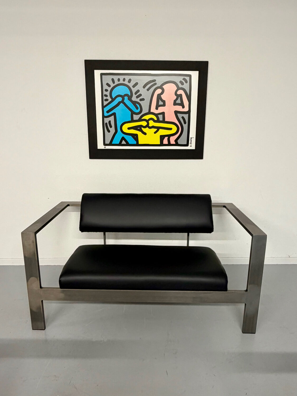 Salon brutaliste fauteuils simili métal design Karl Friedrich Forster