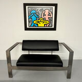 Salon brutaliste fauteuils simili métal design Karl Friedrich Forster