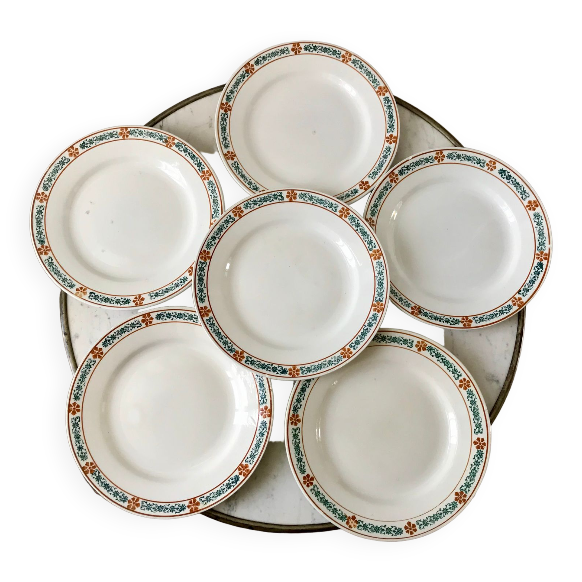 lot of 6 hollow plates Terre de Fer St Amand model "Molière" XXth