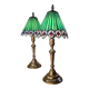 Paire lampe laiton ancienne art nouveau,  Abat jour verre 46x20 vitrail sty