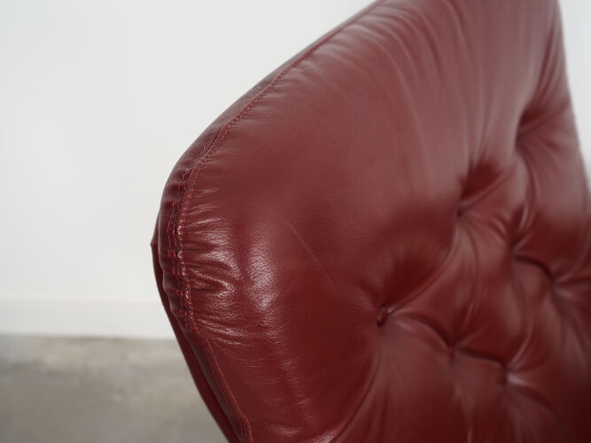 Leather swivel armchair, Danish design, 1970s, made in Denmark