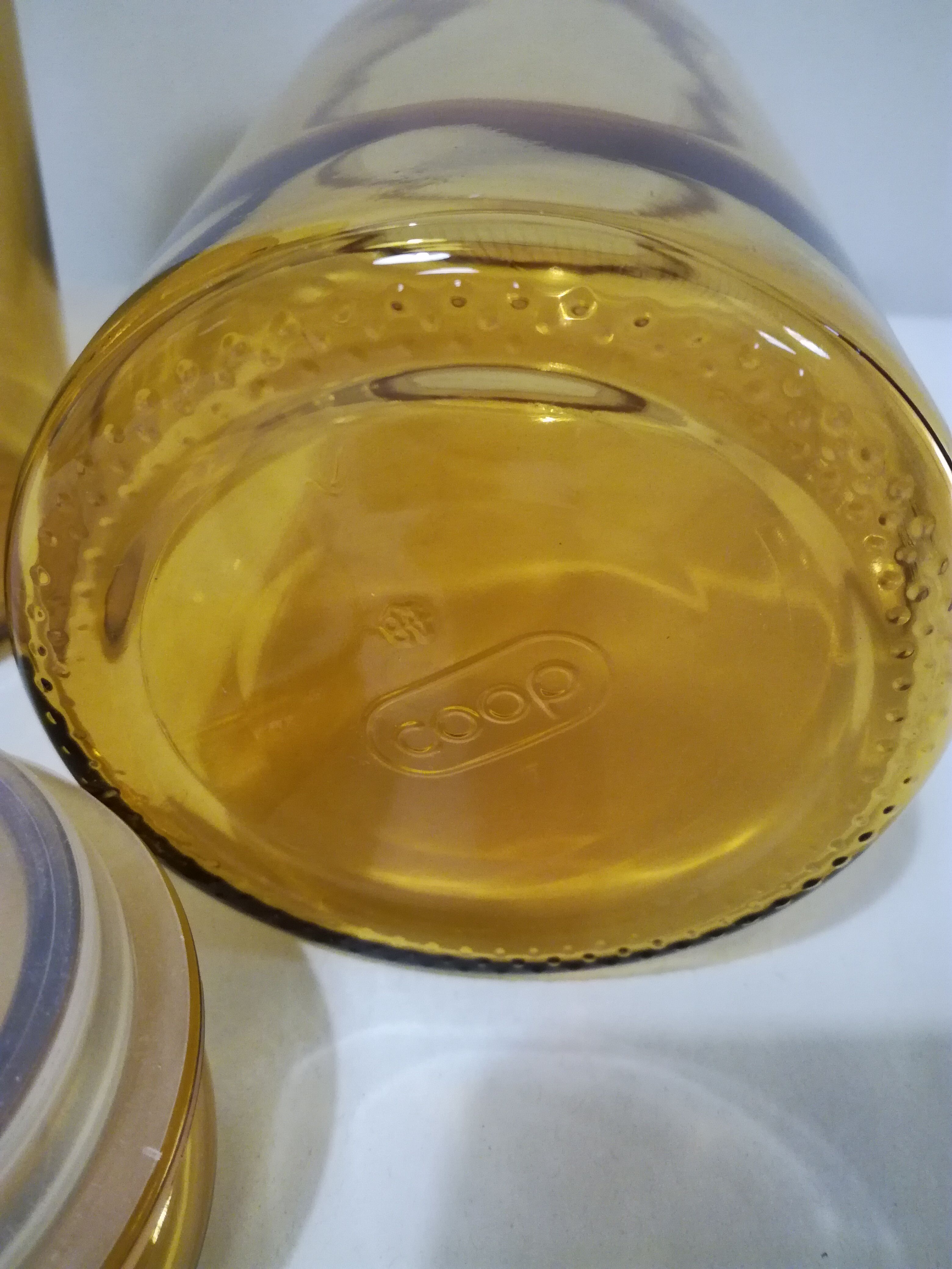 Two amber jars