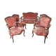 Louis XV style rocaille lounge, 4 armchairs and a bench seat