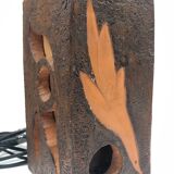 Brutalist ceramic lamp with stylized bird decor