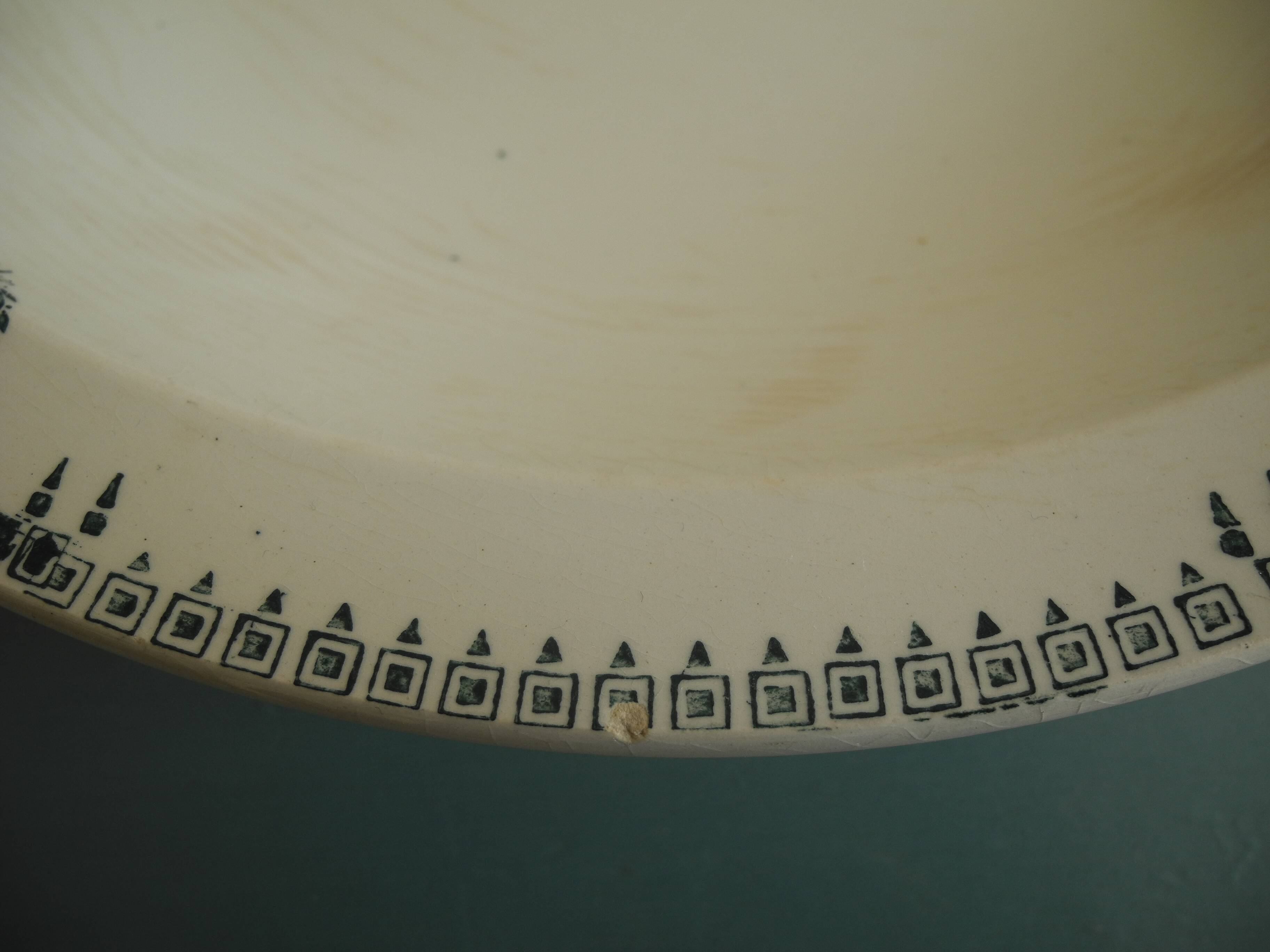 large old hollow dish St Amand art table antique French earthenware dish