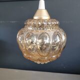 Vintage amber moulded glass pendant - Ref 888