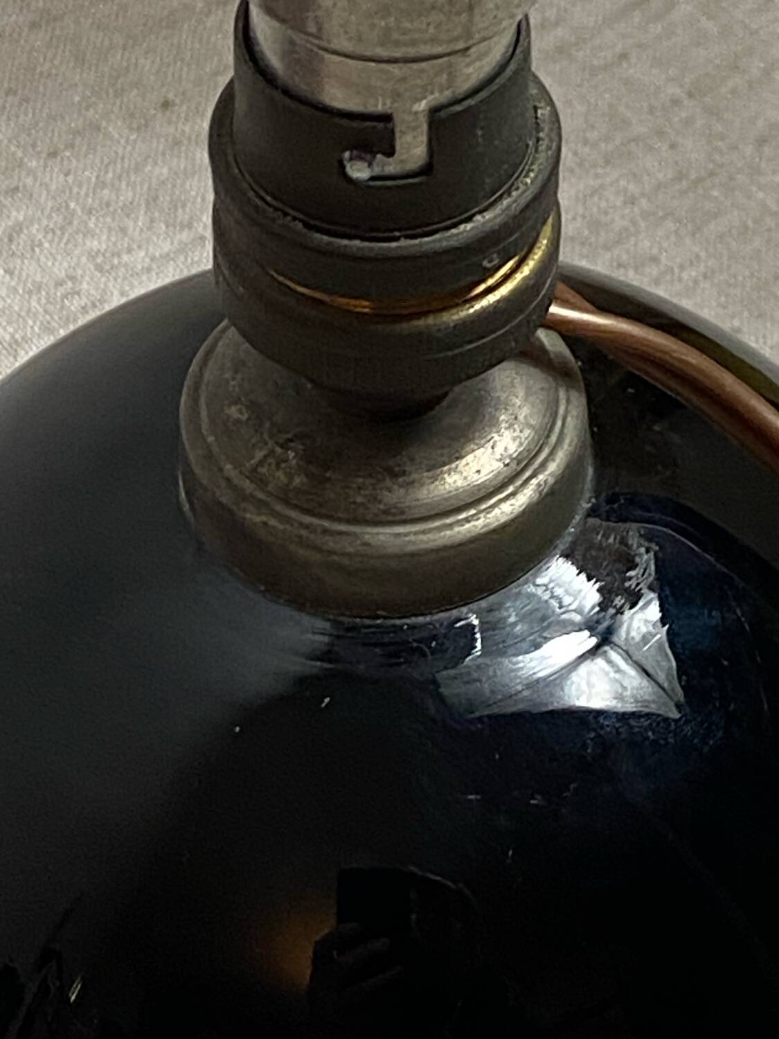 Black opaline glass globe lamp