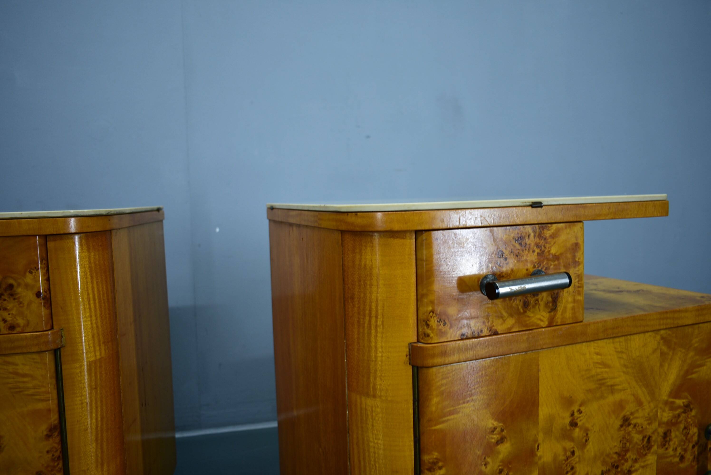 1940s set of bedside tables by Jindrich Halabala, Czechoslovakia