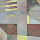 Pair of large Richard Hall geometric abstract mixed media lithographs with gold