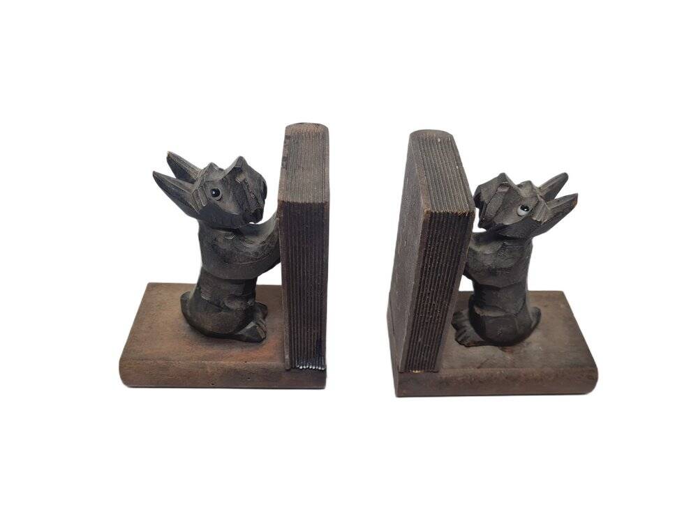 Porte-livres en bois figuratifs vintage, années 1950, ensemble de 2