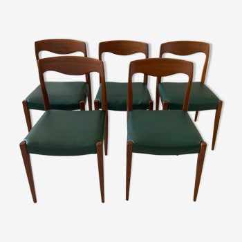 Lot de 5 chaises scandinaves Møller 71