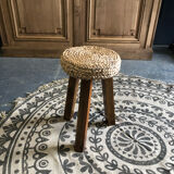 Tripod stool made of wood and water hyacinth