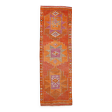 Orange & Pink Oushak Runner Rug, 103x325Cm