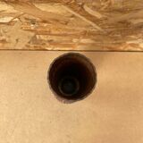 Antique brutalist hammered copper cylinder vase vintage