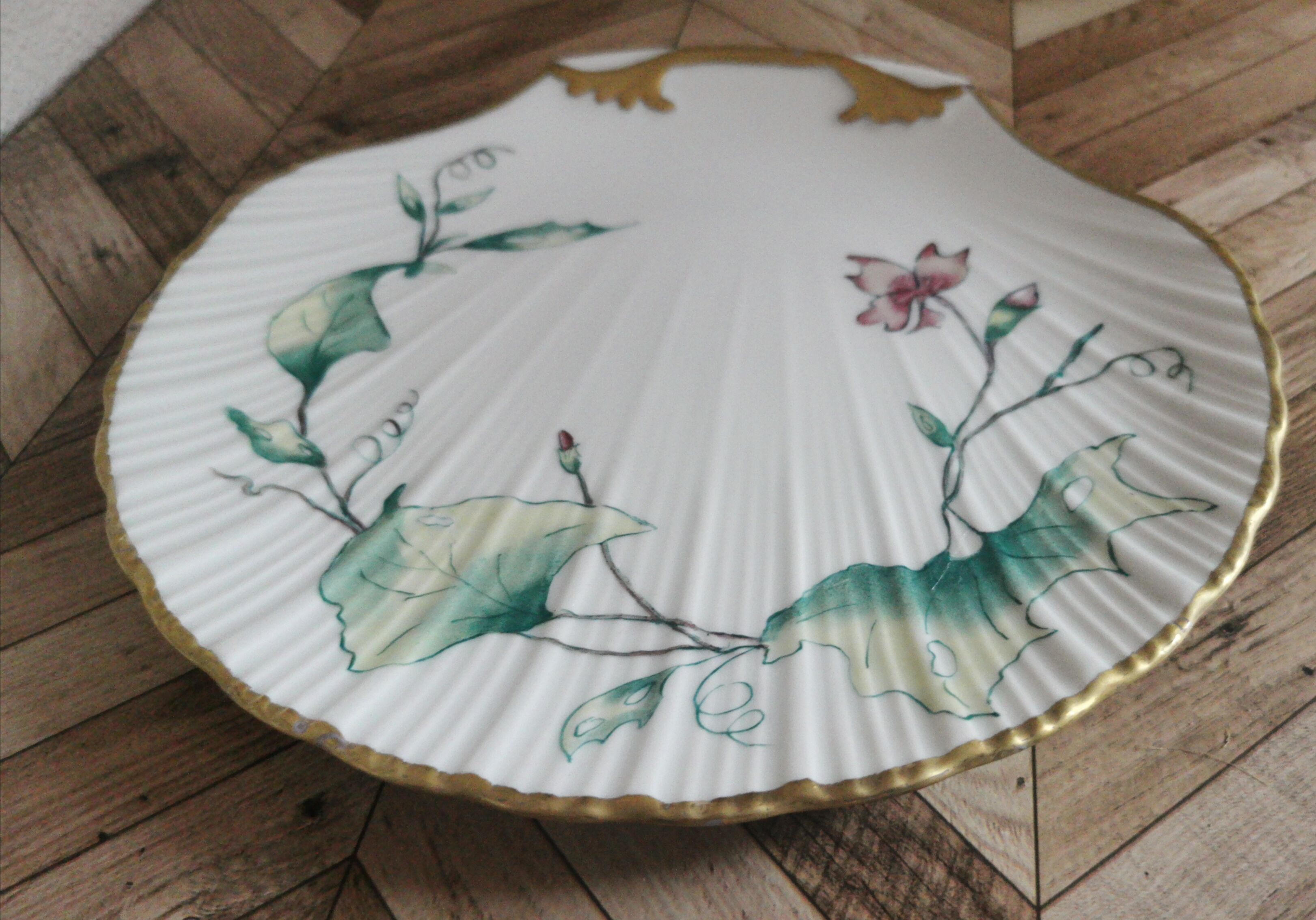 Limoges flower decoration shell plate Limoges
