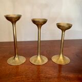 Suite de 3 bougeoirs en laiton vintage