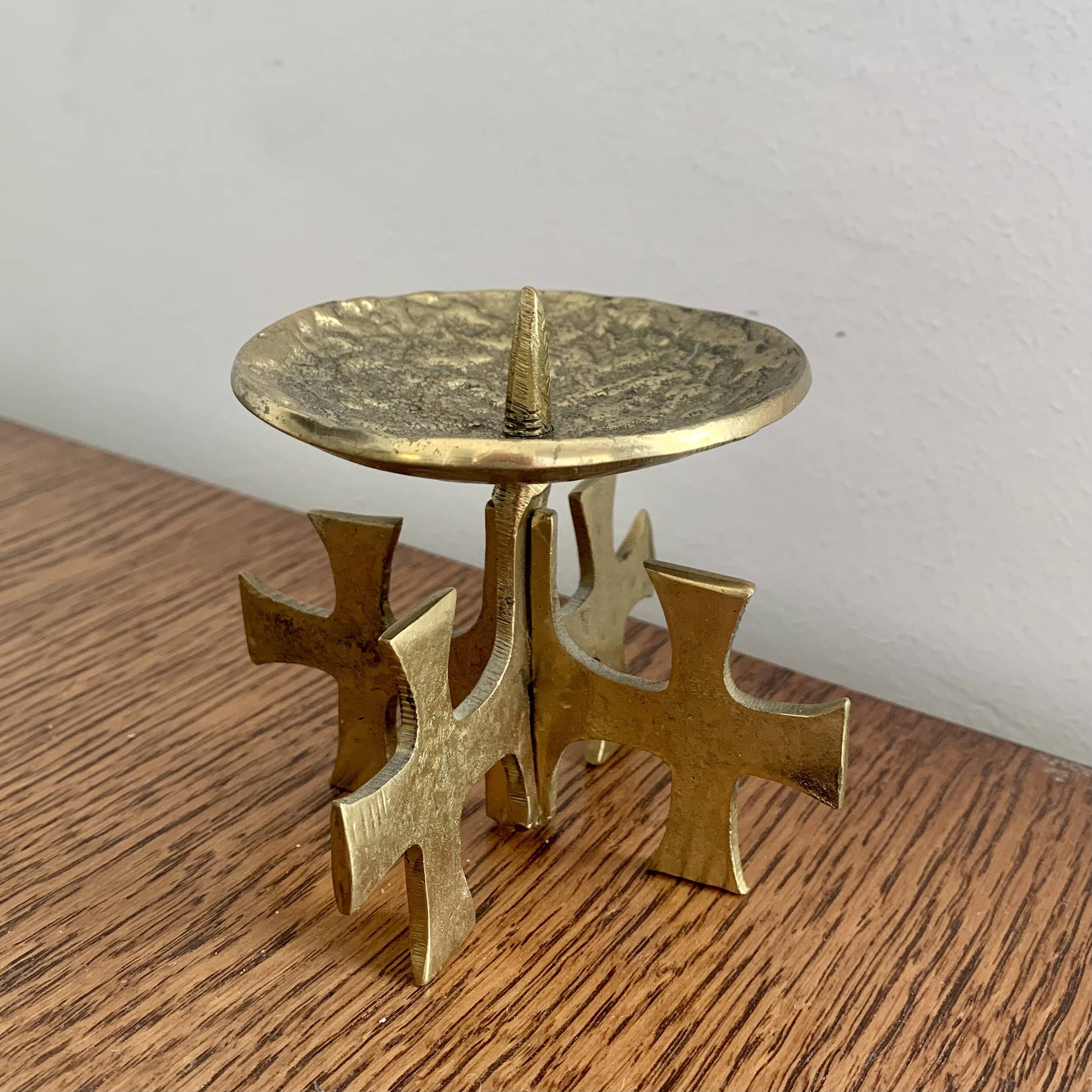 Brutalist bronze candleholder, 1970s