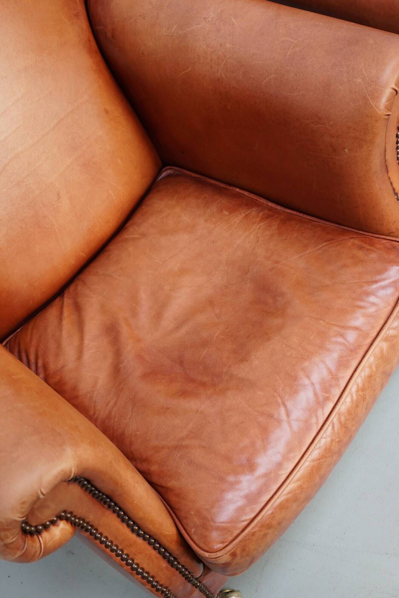 Vintage Dutch Cognac-Coloured Leather Club Chairs, Set of 2