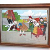 Framed engraving: The Children of Holland, Dog and Cat