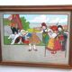 Framed engraving: The Children of Holland, Dog and Cat