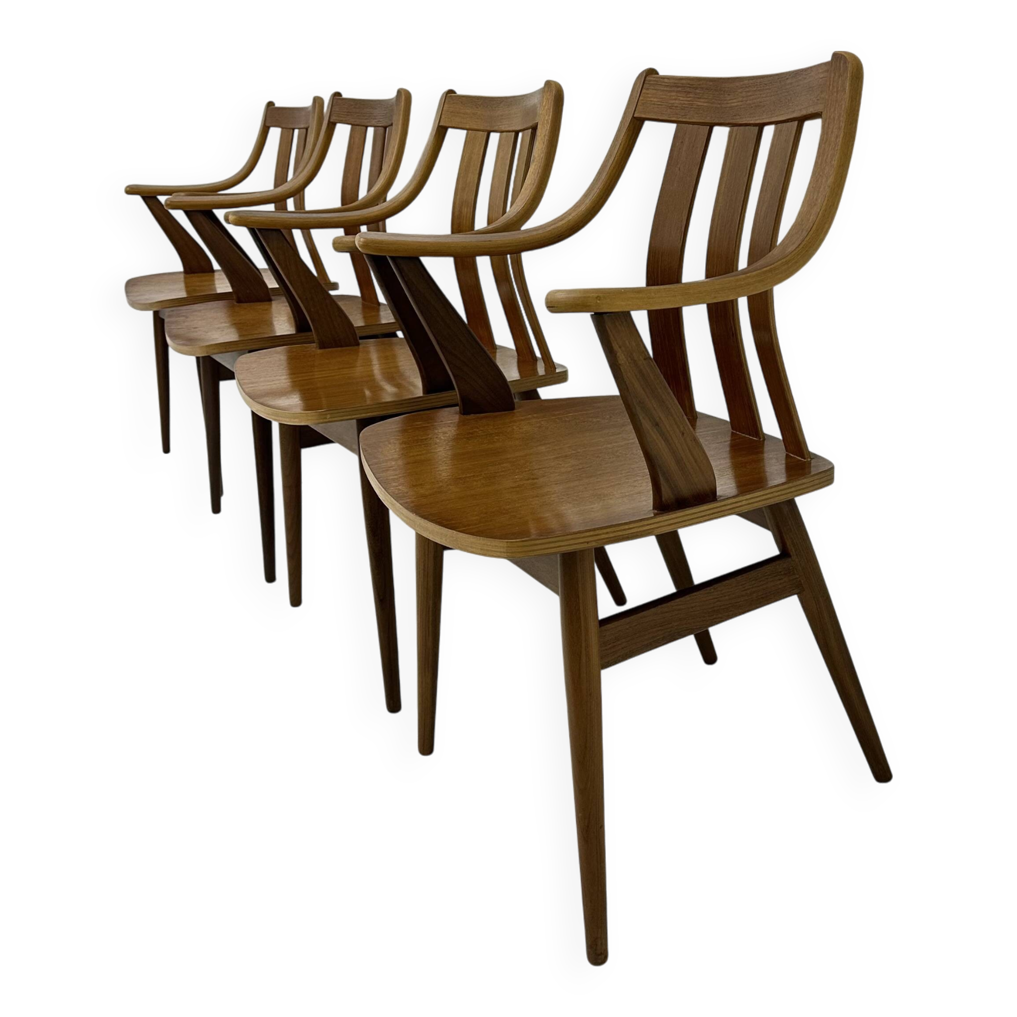Set of 4 Plywood dining chairs , 1960s