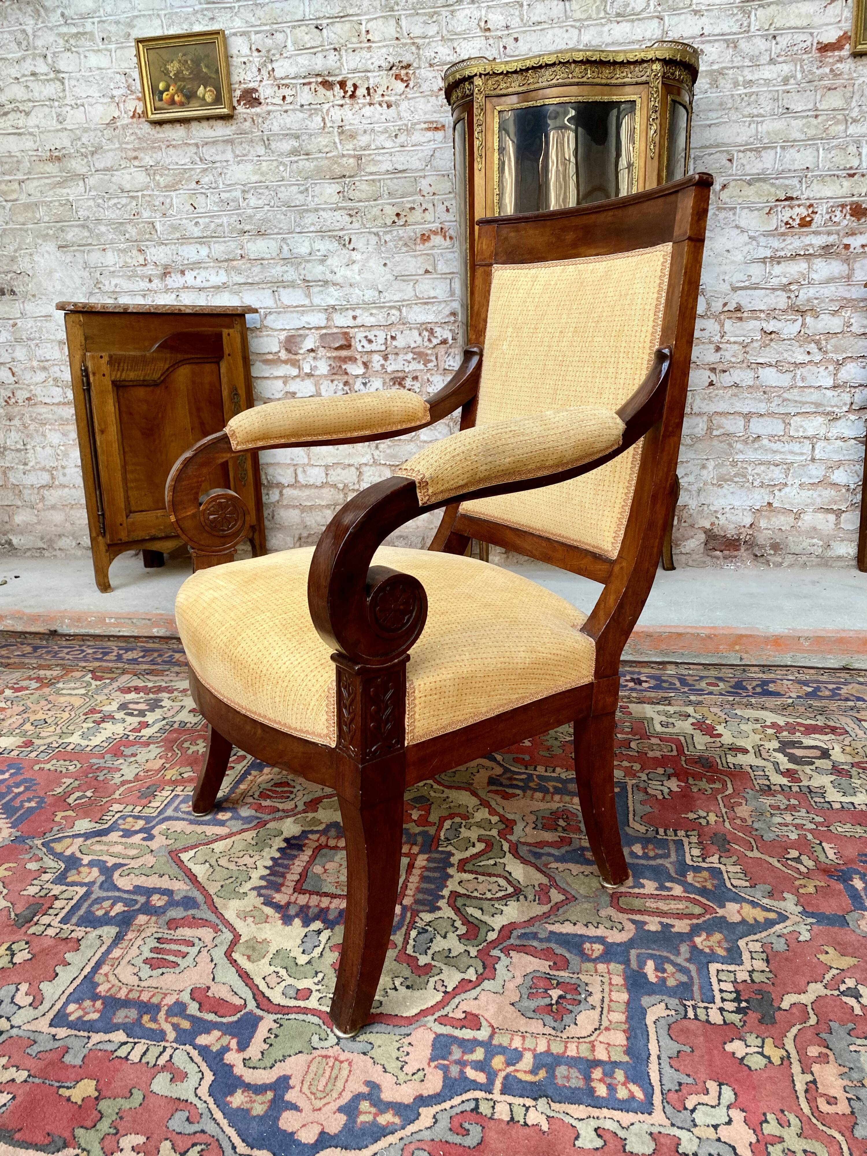 Mahogany armchair period empire xix eme century