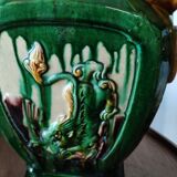 Vase sancai à anse décor éléphant