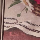 oil on panel bouquet of poppies and daisies Ernesto Valls