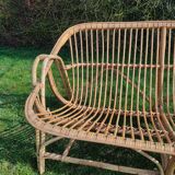 Vintage rattan bench