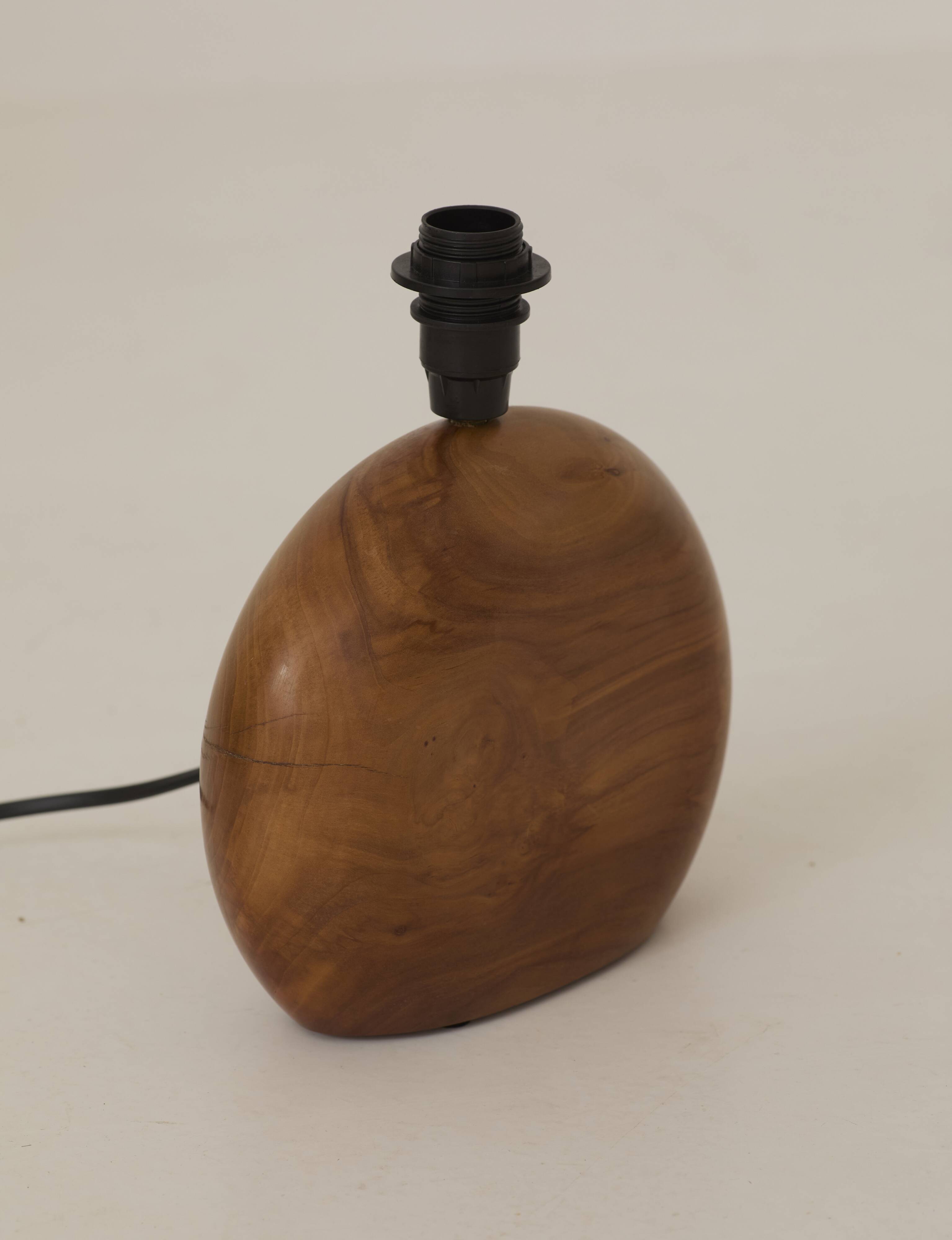 Vintage handmade solid wood lamp base (olive) Circa 1970