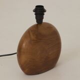 Vintage handmade solid wood lamp base (olive) Circa 1970