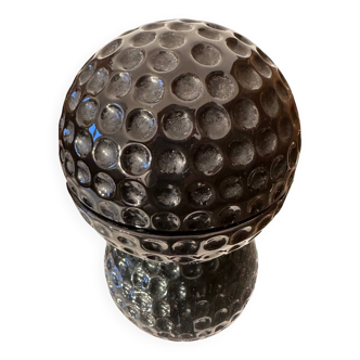 Large storage compartment - vintage 80´s ashtray: black golf ball ceramic