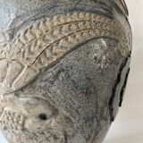 Important stoneware vase with stylized art deco bird decoration