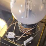 Vintage Murano glass lamp Mazzega, 22x15, chrome and wood Italy 1970