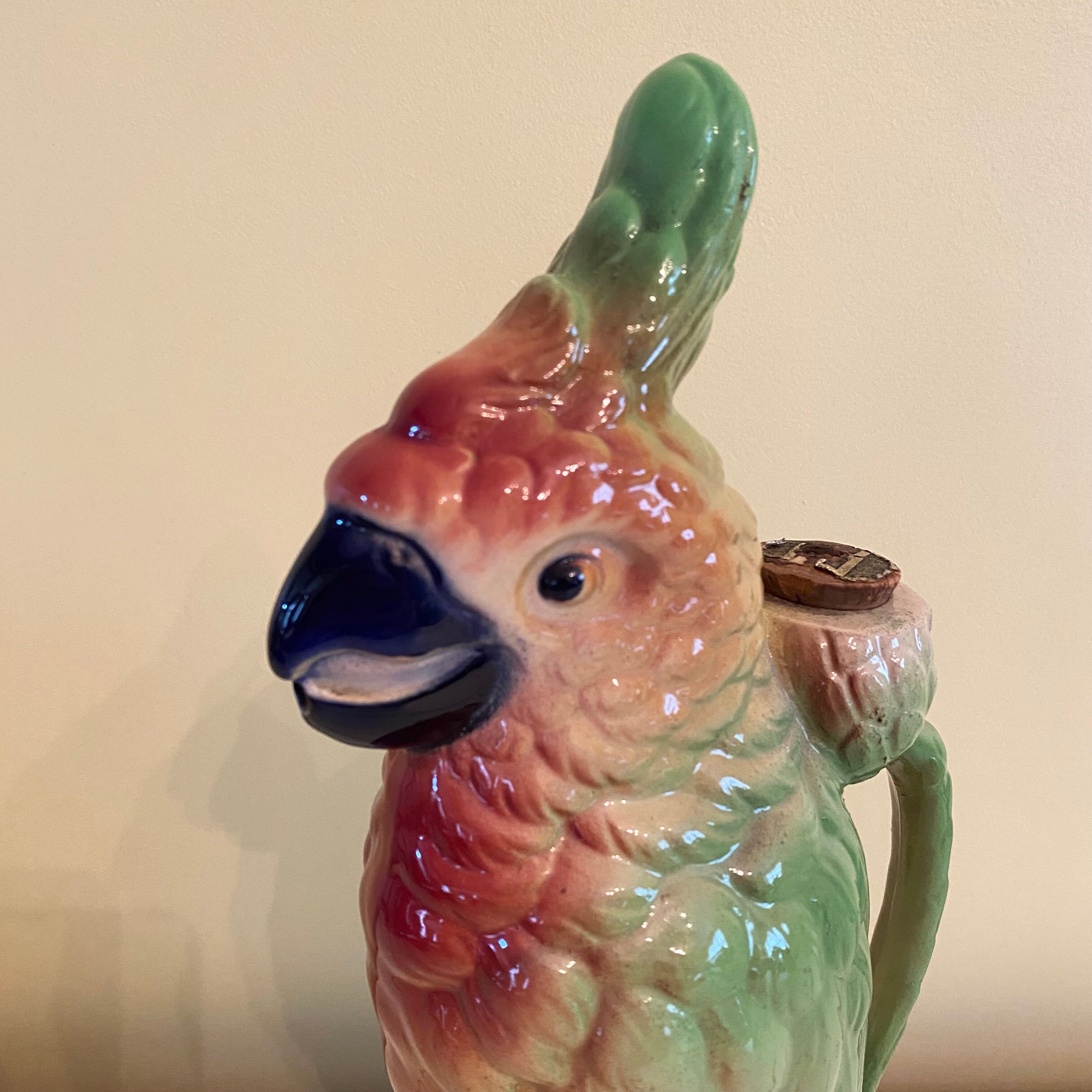 Vintage ceramic parrot pitcher