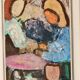 Grande peinture à l'huile moderniste suédoise « Mère et fille » par Gösta Falck vers 1960 - Vintage et encadrée