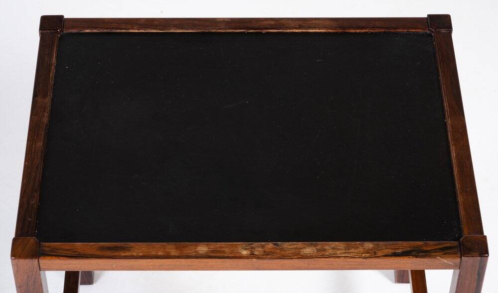 Nest of Tables in Rosewood with Tiles, Denmark, 1960s, Set of 3