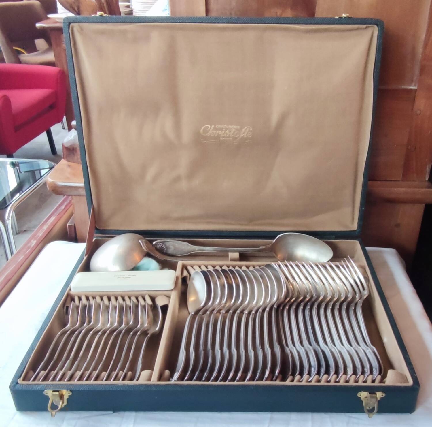 Old Christofle 57-piece shell model cutlery set
