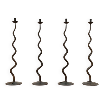 Bougeoir Vintage Brutaliste en Fer Forgé de Hysteria, Lot de 4